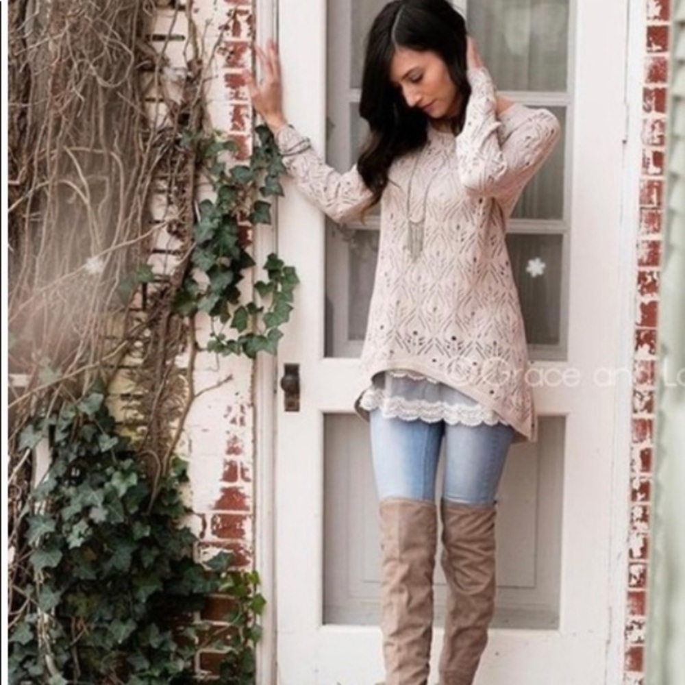 Grace &Lace Pointelle Sweater